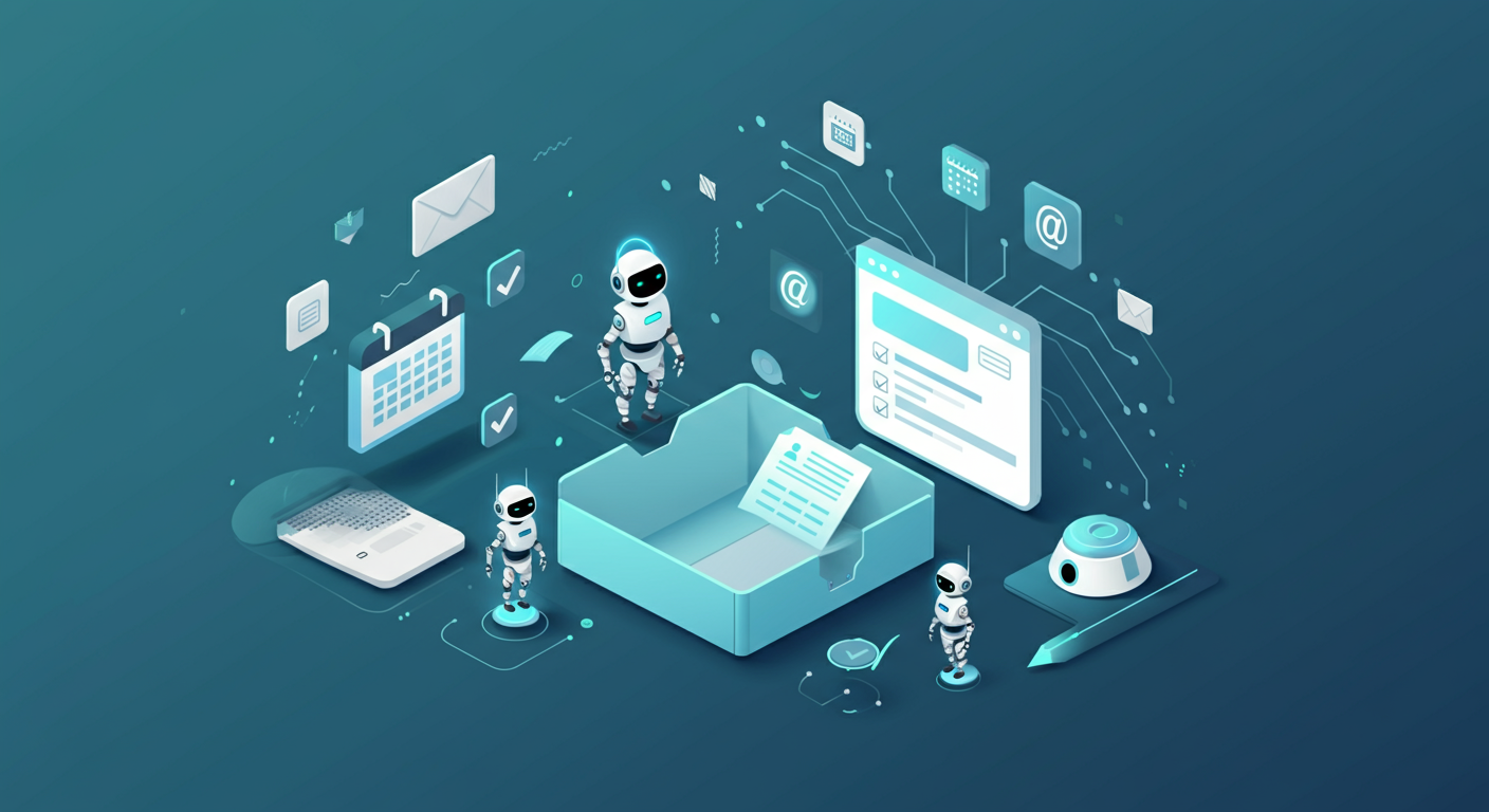 AI Agents for Email Management: Inbox Zero on Autopilot - abstract inbox illustration with AI assistants triaging emails