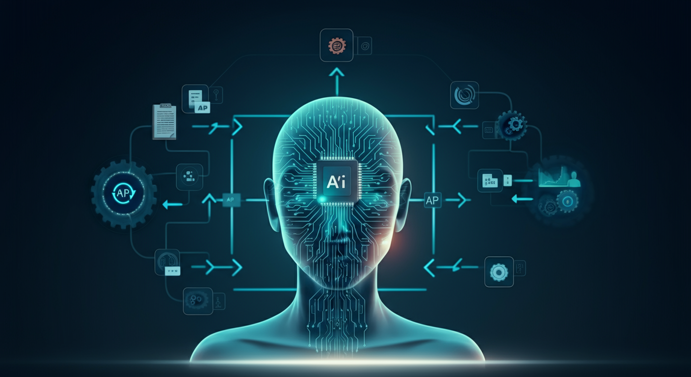 How AI Agents Work: The Ultimate Business Owner's Explanation - abstract AI agent orchestrating business processes