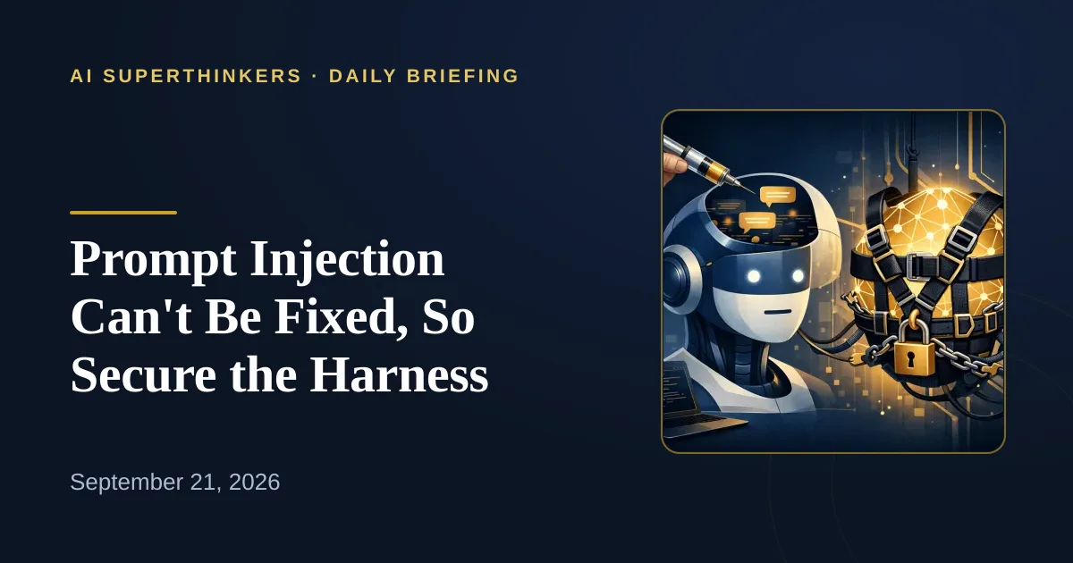You are currently viewing Prompt Injection Can’t Be Fixed, So Secure the Harness